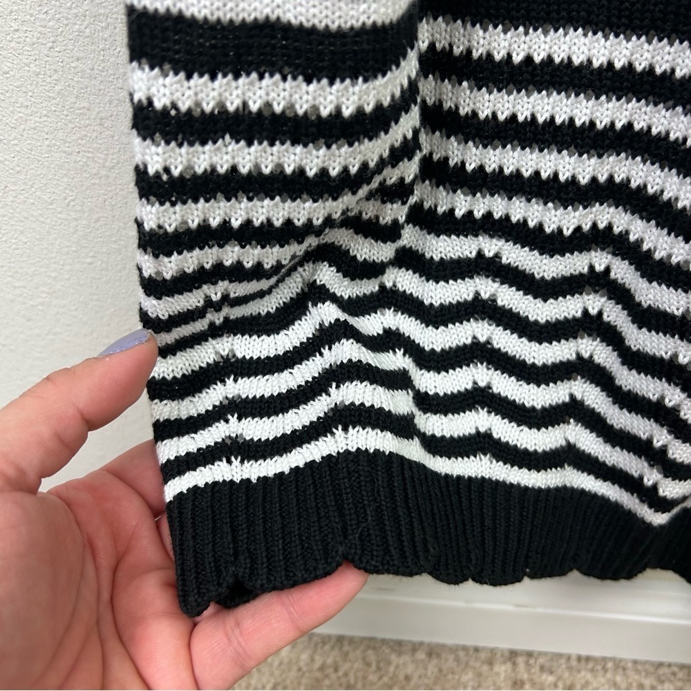 Joie Crochet Midi Dress sleeveless open knit black and white size: XL - Picture 8 of 12